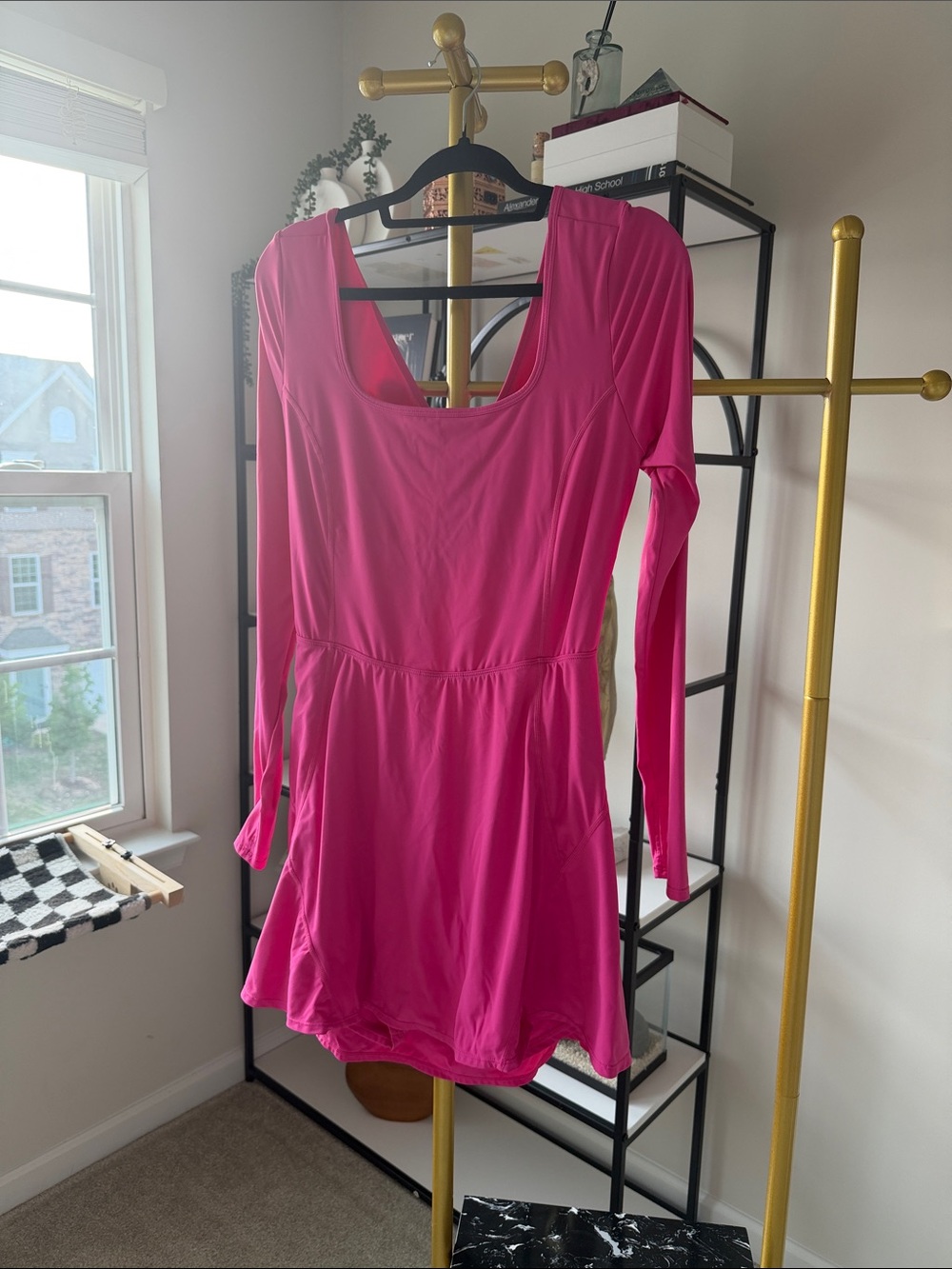 HALARA Hot Pink Long-Sleeve Skater Dress